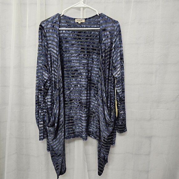 One World Grunge Kimono Cardigan Stripes Blue Gray Open Casual Goth 2X NWT - Picture 9 of 9